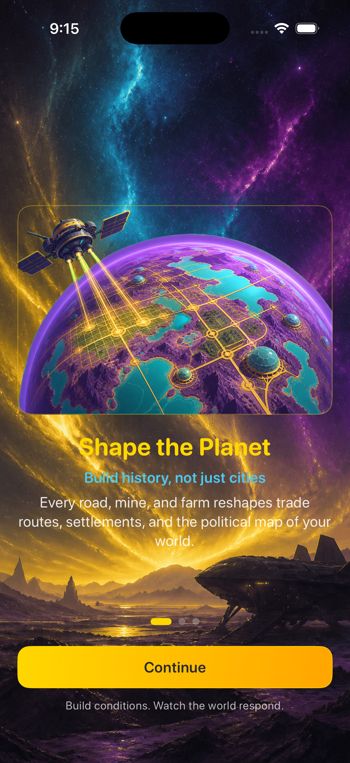 Onboarding — shape the planet