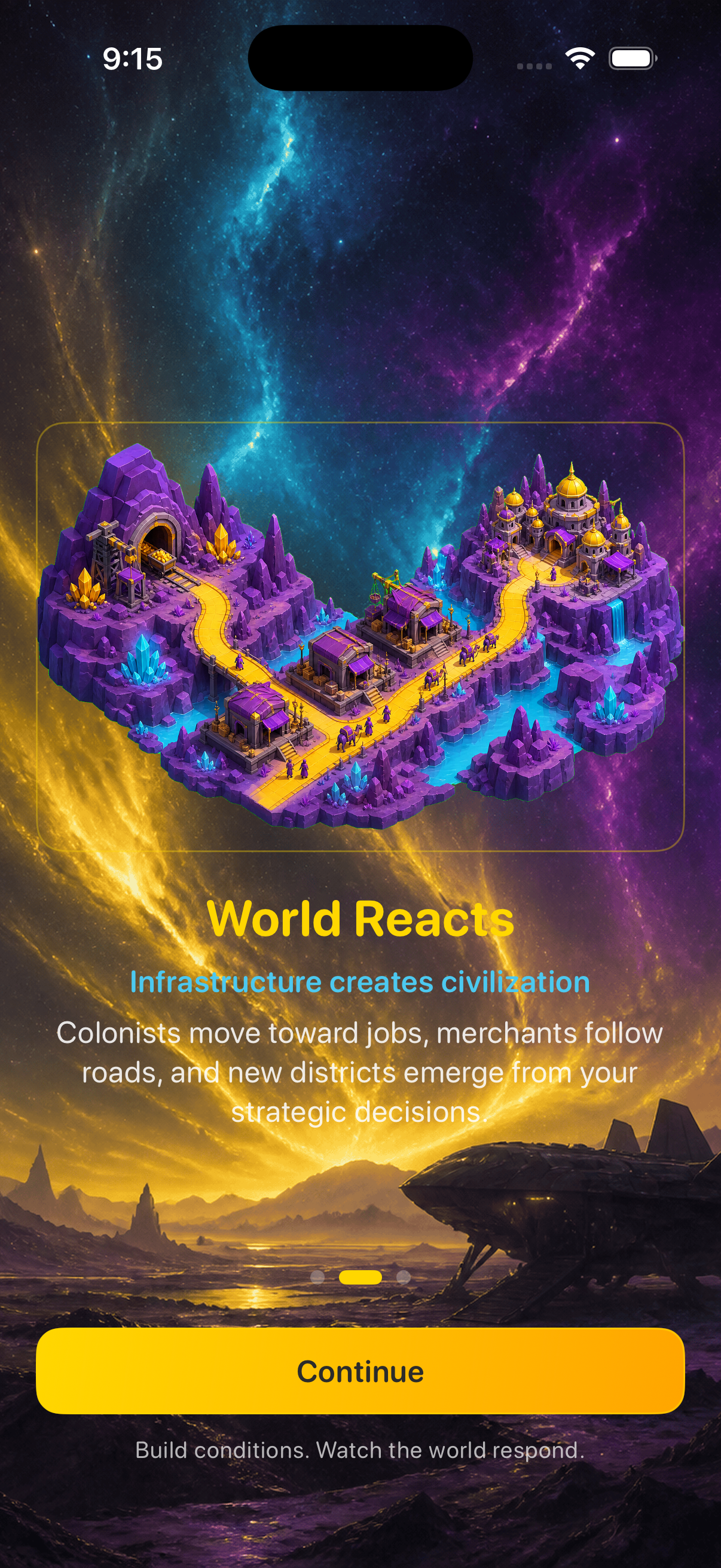 Onboarding — world reacts