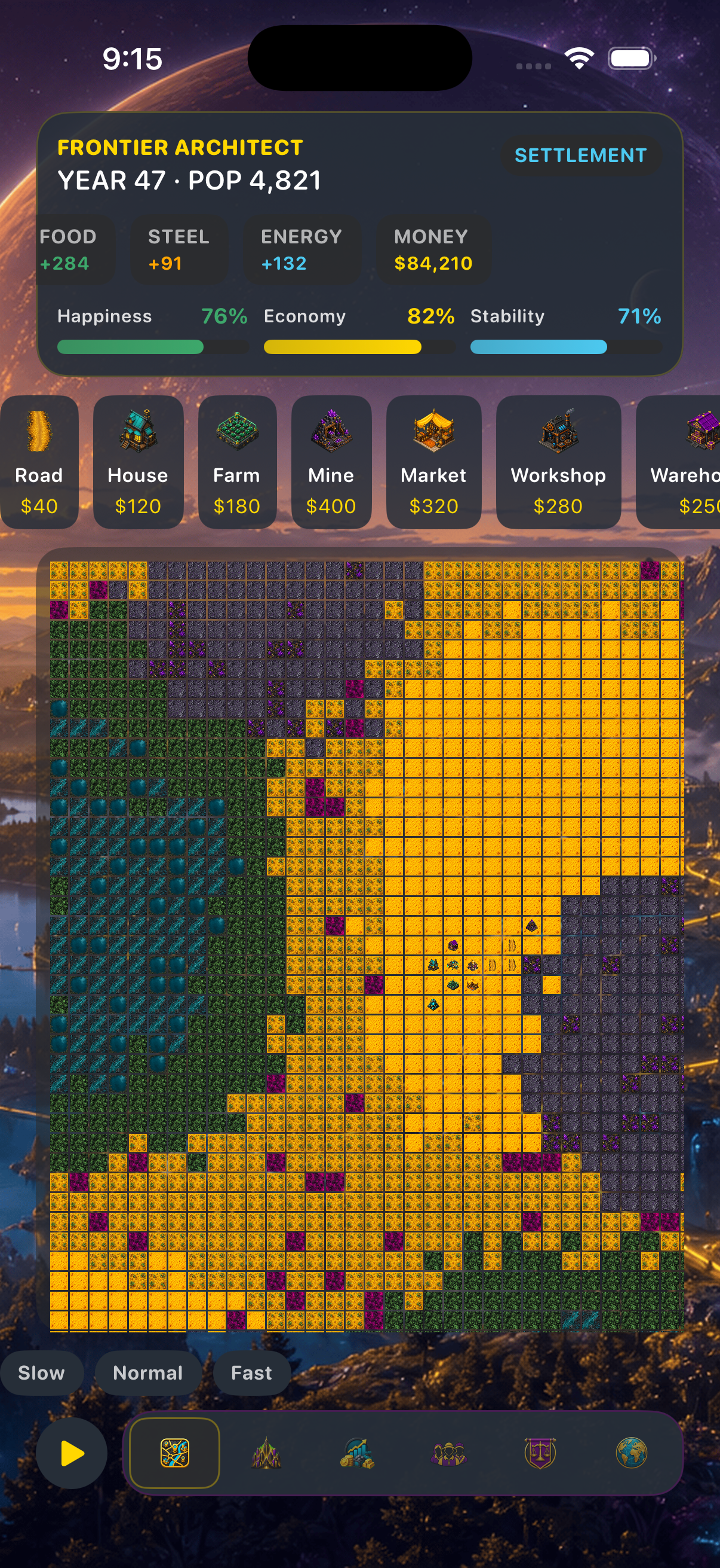 Map view of the colony